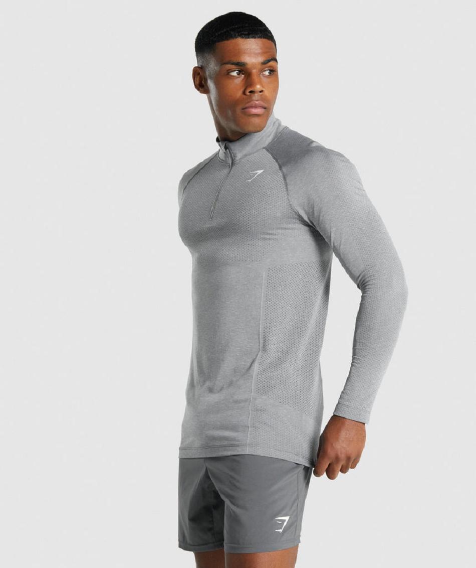 Accessories Męskie Gymshark Vital Light 1/4 Zip Szare | PL 3557OKI